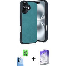 Marsilyan™- iPhone 16 Kılıf Kıvılcım Işık Serisi - Siyah Bilvis 5in1 3D Magic Cam Ekran Koruyucu + Raze Metal Kamera Lens - Lt