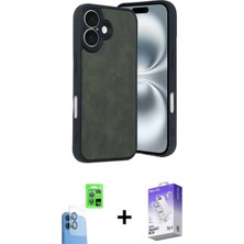 Marsilyan™- iPhone 16 Kılıf Kıvılcım Işık Serisi - Siyah Bilvis 5in1 3D Magic Cam Ekran Koruyucu + Raze Metal Kamera Lens - Lt