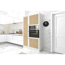 Kenz Life Kenzlife Ankastre Fırın Dolabı Banu Mat Beyaz 180*100*56 Jut Kare Kapak Suntalam Gövde