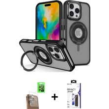 Marsilyan™- iPhone 16 Pro Max Kılıf Nova Minimal Serisi - Siyah Bilvis 3x Ar Hayalet Cam Ekran Koruyucu + Raze Metal Kamera Lens - Cltm