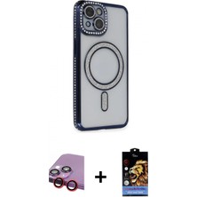 Marsilyan™- iPhone 14 Kılıf Zirve Doku Prime - Siyah Buffer Hayalet Cam Ekran Koruyucu + Raze Metal Kamera Lens - Kı