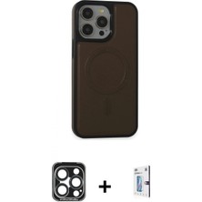 Marsilyan™- iPhone 15 Pro Max Kılıf Zirve Işık Serisi - Siyah Bilvis 0.18MM Plus Cam Ekran Koruyucu + Pvd Metal Kamera Lens - Lt