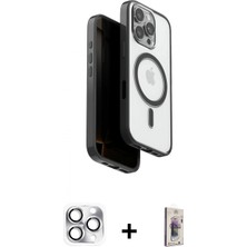 Marsilyan™- iPhone 16 Pro Max Kılıf Pusula Form Serisi - Siyah Bilvis 3D Cam Ekran Koruyucu + Pers Alüminyum Kamera Lens - Gs