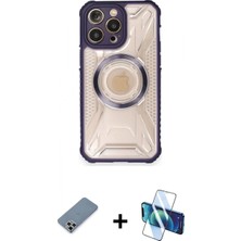 Marsilyan™- iPhone 12 Pro Kılıf Kutup Modern - Siyah 3D Antistatik Cam Ekran Koruyucu + Metal Kamera Lens Koruma Cam - Gs