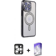 Marsilyan™- iPhone 15 Pro Max Kılıf Zirve Doku Prime - Siyah Bilvis 5in1 3D Magic Cam Ekran Koruyucu + Pvd Metal Kamera Lens - Gs