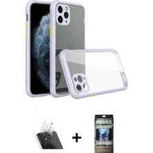 Marsilyan™- iPhone 11 Pro Kılıf Nova Asil Özel Seri - Siyah 34D Hayalet Izgaralı Cam + Kamera Lens Koruma Cam - Sf