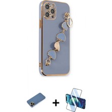 Marsilyan™- iPhone 12 Pro Kılıf Nova Işık Prime - Siyah 3D Antistatik Cam Ekran Koruyucu + Shine Kamera Lens Koruma Cam - Gd