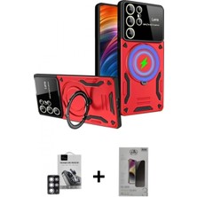 Marsilyan™- Galaxy S24 Ultra Kılıf Kıvılcım Modern Serisi - Siyah Bilvis Hayalet Cam Ekran Koruyucu + Pvd Metal Kamera Lens - Pe