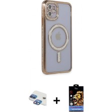 Marsilyan™- iPhone 11 Kılıf Zirve Doku Prime - Siyah Buffer Hayalet Cam Ekran Koruyucu + Pers Alüminyum Kamera Lens - Gı
