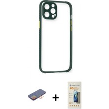 Marsilyan™- iPhone 12 Pro Max Kılıf Nova Asil Özel Seri - Siyah 6d Mat Seramik Hayalet Nano Ekran Koruyucu + Renkli Kamera Lens Koruma Cam - Tu
