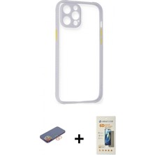 Marsilyan™- iPhone 12 Pro Max Kılıf Nova Asil Özel Seri - Siyah 6d Mat Seramik Hayalet Nano Ekran Koruyucu + Renkli Kamera Lens Koruma Cam - Tu