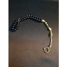 Mryart Siyah Cam Boncuklar ve Gold Metal Alaşımlar ile Tasarlanmış 33LÜK Tesbih