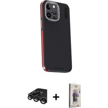 Marsilyan™- iPhone 15 Pro Max Kılıf Kıvılcım Modern Özel Seri - Siyah Bilvis 3D Cam Ekran Koruyucu + Raze Metal Kamera Lens - Tmgı