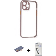 Marsilyan™- iPhone 12 Pro Kılıf Nova Asil Özel Seri - Şeffaf Uv Polymer Nano Ekran Koruyucu + Renkli Kamera Lens Koruma Cam - Tu