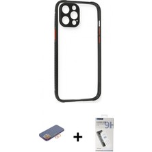 Marsilyan™- iPhone 12 Pro Kılıf Nova Asil Özel Seri - Şeffaf Uv Polymer Nano Ekran Koruyucu + Renkli Kamera Lens Koruma Cam - Tu