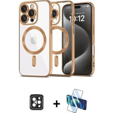 Marsilyan™- iPhone 16 Pro Max Kılıf Nova Işık Özel Seri - Siyah 3D Antistatik Seramik Nano Ekran Koruyucu + Pvd Metal Kamera Lens - Sh