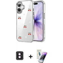 Marsilyan™- iPhone 16 Kılıf Yörünge Form - Şeffaf Pasifik Cam Ekran Koruyucu + Pvd Metal Kamera Lens - Pe