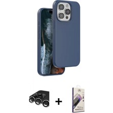 Marsilyan™- iPhone 15 Pro Kılıf Kıvılcım Çizgi Serisi - Siyah Bilvis 3D Mat Cam Ekran Koruyucu + Raze Metal Kamera Lens - Gs