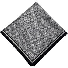 Vakko Tivil Monogram Ipek Eşarp 41408-BEYAZ-SIYAH