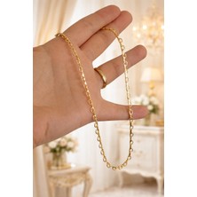 Owentis Çelik Gold Kuyumcu Model Çentik Zincir Kolye 50 cm -Kararma Yapmaz-