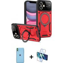 Marsilyan™- iPhone 11 Kılıf Kıvılcım Modern Serisi - Siyah 3D Antistatik Seramik Nano Ekran Koruyucu + Neon Fosforlu Kamera Lens - Yl