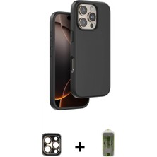 Marsilyan™- iPhone 16 Pro Max Kılıf Kıvılcım Çizgi Serisi - Siyah Joko Magic 5d Hayalet Cam + Pvd Metal Kamera Lens - Gd