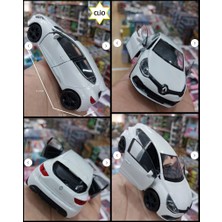 Oyuncak Sahili Renault Clio Diecast Metal Araba Kapılar Açılır 1.36 Beyaz Reno Clıo Koleksiyon Model