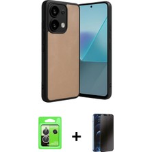 Marsilyan™- Redmi Note 13 Pro 5g Kılıf Kıvılcım Işık Serisi - Siyah 3D Antistatik Hayalet Cam Ekran Koruyucu + Raze Metal Kamera Lens - Gs