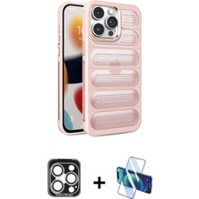 Marsilyan™- iPhone 15 Pro Max Kılıf Yadigar Doku Özel Seri - Siyah 3D Antistatik Seramik Nano Ekran Koruyucu + Pvd Metal Kamera Lens - Gs