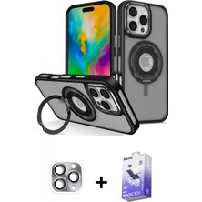Marsilyan™- iPhone 16 Pro Max Kılıf Nova Minimal Serisi - Siyah Bilvis 5in1 5d Magic Hayalet Cam Ekran Koruyucu + Pers Alüminyum Kamera Lens - Gı