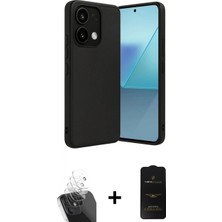 Marsilyan™- Redmi Note 13 Pro 4g Kılıf Kıvılcım Işık Serisi - Siyah 6d Antistatik Mat Seramik Hayalet Nano Ekran Koruyucu + Kamera Lens Koruma Cam - Sf