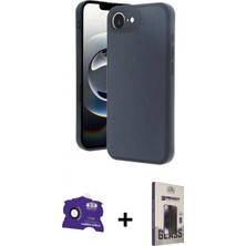 Marsilyan™- iPhone 16E Kılıf Kıvılcım Işık Serisi - Siyah Bilvis Hayalet Cam Ekran Koruyucu + Bilvis Titan Kamera Lens - Sh