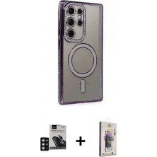 Marsilyan™- Galaxy S24 Ultra Kılıf Zirve Doku Prime - Siyah Bilvis 3D Cam Ekran Koruyucu + Pvd Metal Kamera Lens - Dnmr
