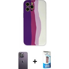Marsilyan™- iPhone 12 Pro Max Kılıf Yadigar Çizgi - Siyah 5d Eko Cam Ekran Koruyucu + Neon Fosforlu Kamera Lens - Bz
