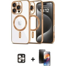 Marsilyan™- iPhone 16 Pro Max Kılıf Nova Işık Özel Seri - Siyah 3D Antistatik Mat Seramik Nano Ekran Koruyucu + Pvd Metal Kamera Lens - Gd