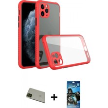 Marsilyan™- iPhone 11 Pro Max Kılıf Nova Asil Özel Seri - Siyah 34D Izgaralı Cam + Rainbow Kamera Lens Koruma Cam - Yl