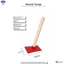 Apeksal Sait Demirci Mozaik Tarağı Ahşap Saplı Beton, Sıva , Seramik Dekorasyon Taş Çekici