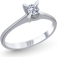 777 Diamond 14 Ayar Altın Pırlanta 0.15 Karat Tektaş Yüzük