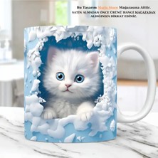 Kadorex Design Mavi Kedi Baskılı 3D Efekli Kişiye Özel Hediyelik Kupa Bardak