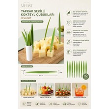 Mersi Shop Yaprak Şeklinde Kokteyl Çubukları 10’lu Set – Dekoratif Sunum ve Atıştırmalık Çubuğu