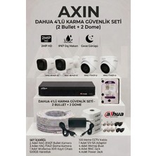 Dahua 4 Kameralı Güvenlik Seti - 2 Dış Mekan Bullet 2 Iç Mekan Dome - Full Paket - 500GB HDD
