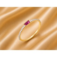 Rome Oro Pembe Baget Taşlı Yüzük