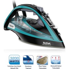 Tefal Ultimate Pure Kireç Avcısı 3200W Buharlı Ütü, Micro-Calc Filtre, 260G Şok Buhar Gücü, Leke Önleyen Damlama Emniyeti ve Akıllı Otomatik Kapanma