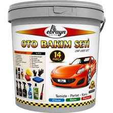 Ebrayn 14 Parça Full Oto Bakım Seti - Yıkama, Parlatma ve Temizlik Kovası