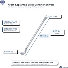 Apeksal Sait Demirci 45 cm Sökü Demiri Krom Kaplamalı Kancalı Manivela Levye