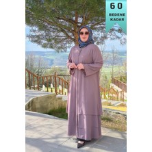 Elmas Tesettür Kadın Tesettür Giyim Büyük Beden Üç Katlı Astarlı Abaya Ferace