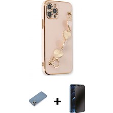 Marsilyan™- iPhone 12 Pro Max Kılıf Nova Işık Prime - Siyah 3D Antistatik Hayalet Cam Ekran Koruyucu + Shine Kamera Lens Koruma Cam - Gs