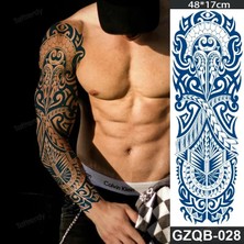 Tattoo Maori Desenli 24 Saat Sonra Kararan Geçici Dövme Tam Kol 1 Ay Kalıcı 48x17 cm