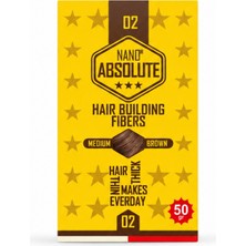 Nano Absolute Hair Building Fibers 02 Orta Kahve Saç Dolgunlaştırıcı Fiber Pudra 50 gr