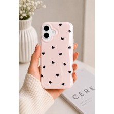 3gen Case iPhone 17 Uyumlu Kalp Tasarımlı Damla Baskılı Parlak Yüzeyli Sert Silikon Kılıf